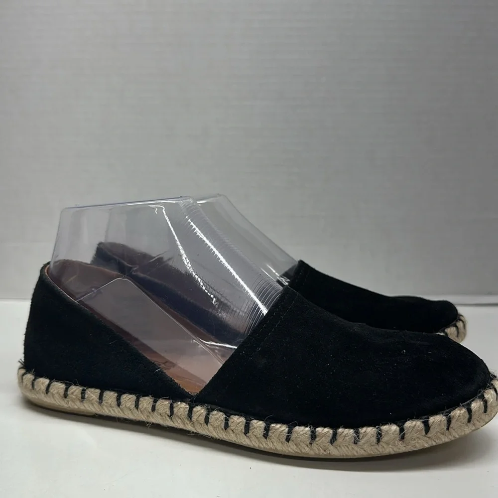 Miz Mooz Carmena Shoes Suede Leather Espadrille Jute Flats Slip On Black 37 US 7